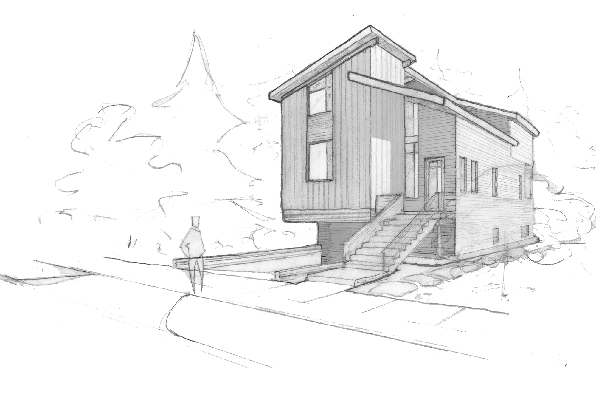 Original designer pencil rendering of 543 N 83rd St